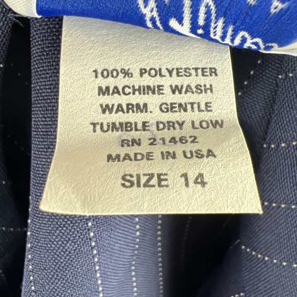 NOS Vtg 80s Sz 14 Pinstripe Tuxedo Dress Shoulder Pads USA Made Sears Navy White - Picture 8 of 8